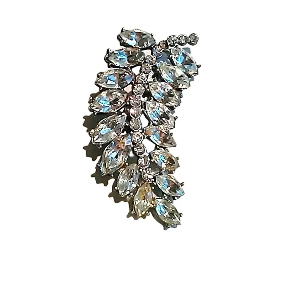Brooche Estate Rhinestones Leaf Broche Pin Jacket Antique Mid Century Modern